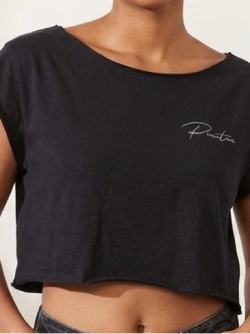 Primitive Black Cropped Tee with Script Logo